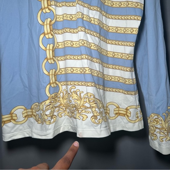 J.McLaughlin Catalina Cloth Blue & Gold Chain Print Long Sleeve Shirt Size Large - Picture 7 of 13